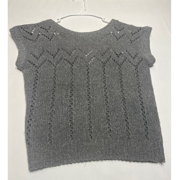 Vintage FaBE Silk & Angora mix, gray vest with a deep V on the back size Large - Picture 7 of 12